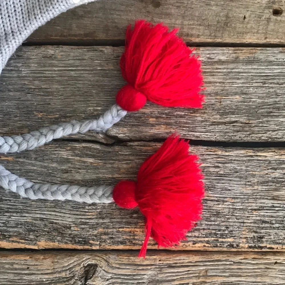 Sock Monkey Ear Flap Beanie With Tassels